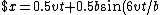 $x=0.5vt+0.5b\sin(6vt/b), \;\;y=0.5b\cos(6vt/b)$